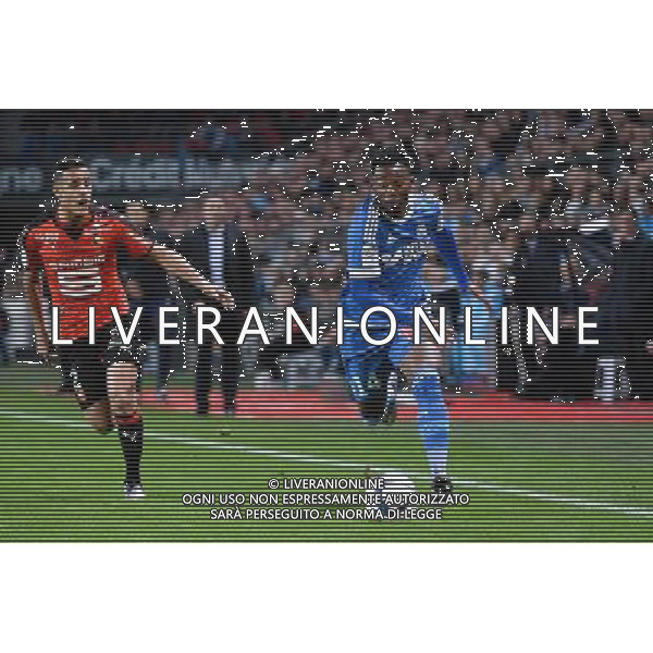 Georges Kevin NKOUDOU / Mehdi ZEFFANE - 03.12.2015 - Rennes / Marseille - 16eme journee Ligue 1 Photo : Nolwenn Le Gouic / Icon Sport AG ALDO LIVERANI SAS ONLY ITALY