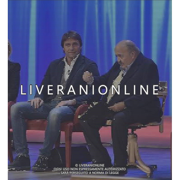 Roma - 03/12/2015 - Studi Mediaset De Paolis - Trasmissione TV \' Maurizio Costanzo Show \' - nella foto: Antonio Conte e Maurizio Costanzo /Ph. Corradetti - Ag. Aldo Liverani