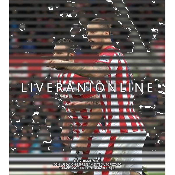 Stoke City\'s Marko Arnautovic celebrates scoring his sides first goal Photographer Mick Walker/CameraSport Football - Barclays Premiership - Stoke City v Manchester City - Saturday 5th December 2015 - Britannia Stadium - Stoke © CameraSport - 43 Linden Ave. Countesthorpe. Leicester. England. LE8 5PG - Tel: +44 (0) 116 277 4147 - admin@camerasport.com - www.camerasport.com AG ALDO LIVERANI SAS ONLY ITALY