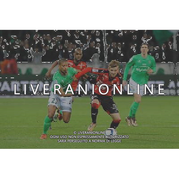 Pedro HENRIQUE / Kevin MONNET PAQUET - 06.12.2015 - Saint Etienne / Rennes - 17eme journee de Ligue 1 Photo : Jean Paul Thomas / Icon Sport AG ALDO LIVERANI SAS ONLY ITALY
