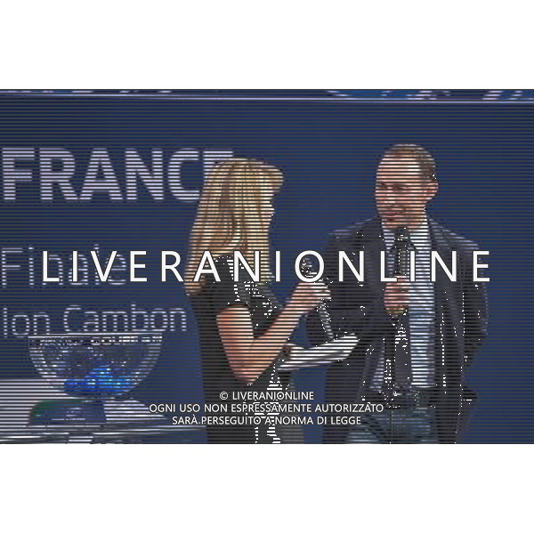 Candice Prevost / Jean Pierre Papin - 07.12.2015 - Tirage au sort des 32emes de finales de la Coupe de France Photo : Anthony Dibon / Icon Sport AG ALDO LIVERANI SAS ONLY ITALY