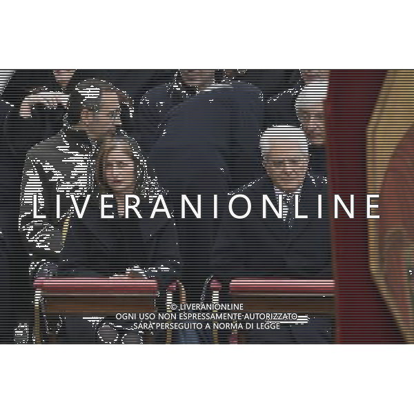 Santa Messa per l\'apertura del Giubileo straordinario della Misericordia presieduta Sua Santita\' Papa Francesco in Piazza San Pietro Citta\' del Vaticano Roma 08 dicembre 2015 nella foto il Presidente della Repubblica Sergio Mattarella con la figlia Laura ©Corradetti / Agenzia Aldo Liverani Sas