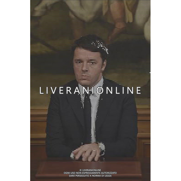 Roma - 10/12/2015 - Palazzo Chigi - Conferenza stampa di presentazione della collaborazione Enel-Unhcr a sostegno del progetto â€œEducate a Childâ€ in Siria - nella foto: Matteo Renzi / Ph. Corradetti - Ag. Aldo Liverani sas/ AGENZIA ALDO LIVERANI SAS
