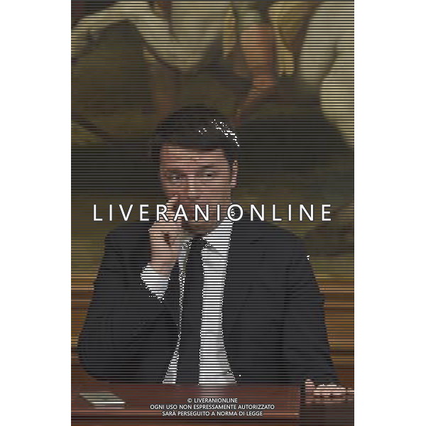 Roma - 10/12/2015 - Palazzo Chigi - Conferenza stampa di presentazione della collaborazione Enel-Unhcr a sostegno del progetto â€œEducate a Childâ€ in Siria - nella foto: Matteo Renzi / Ph. Corradetti - Ag. Aldo Liverani sas/ AGENZIA ALDO LIVERANI SAS