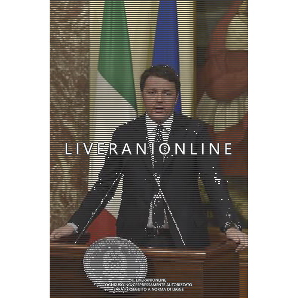 Roma - 10/12/2015 - Palazzo Chigi - Conferenza stampa di presentazione della collaborazione Enel-Unhcr a sostegno del progetto â€œEducate a Childâ€ in Siria - nella foto: Matteo Renzi / Ph. Corradetti - Ag. Aldo Liverani sas/ AGENZIA ALDO LIVERANI SAS