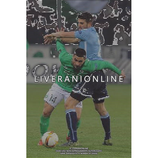 Neal MAUPAY / Wesley HOEDT - 10.12.2015 - Saint Etienne / Lazio Rome - Europa League Photo : Jean Paul Thomas / Icon Sport AG ALDO LIVERANI SAS ONLY ITALY