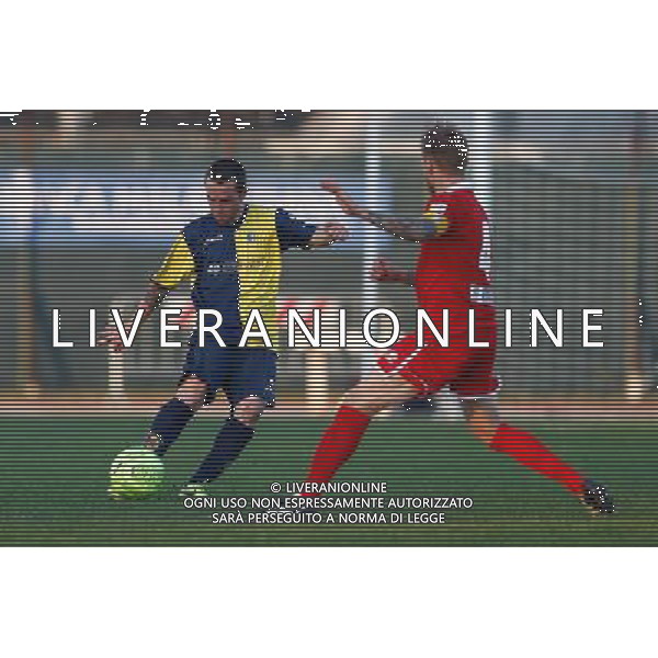 Campionato Lega Pro, Girone B, SANTARCANGELO vs PRATO del 12/12/2015, nella foto,TOMMASO ARRIGONI, INTERCETTATO DAL CAPITANO CAVAGNA MATTEO, Â©CLAUDIO ZAMAGNI/AGENZIA ALDO LIVERANI S.A.S./ AGENZIA ALDO LIVERANI SAS -