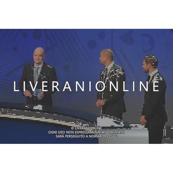 Gianni Infantino / David Trezeguet / Angelos Charisteas - 12.12.2015 - Tirage au sort Euro 2016 -Paris Photo : Andre Ferreira / Icon Sport ONLY ITALY/Agenzia Aldo Liverani s.a.s.