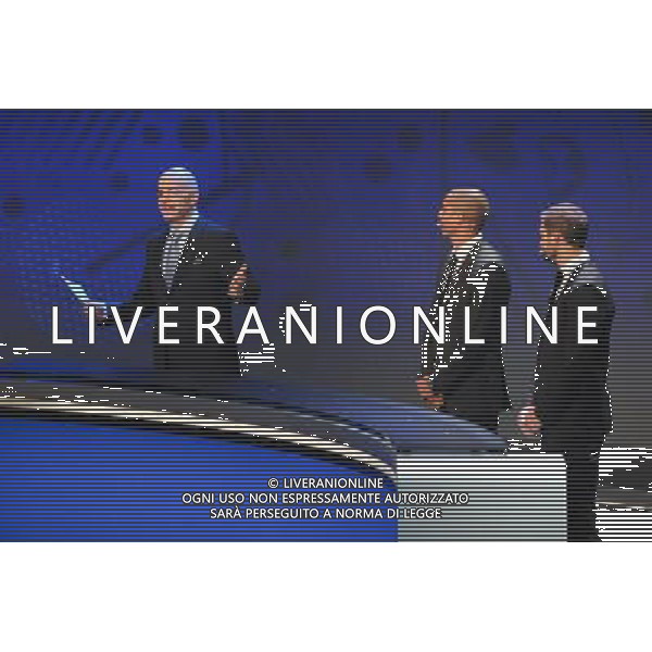 Gianni Infantino / David Trezeguet / Angelos Charisteas - 12.12.2015 - Tirage au sort Euro 2016 -Paris Photo : Andre Ferreira / Icon Sport ONLY ITALY/Agenzia Aldo Liverani s.a.s.