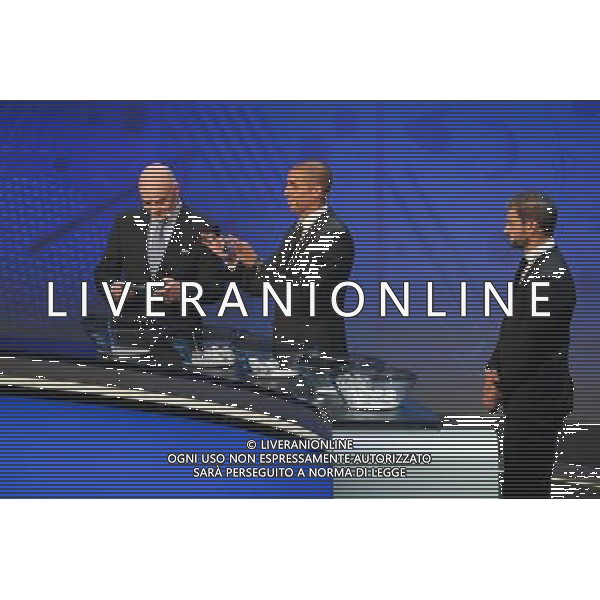 tirage France - Gianni Infantino / David Trezeguet / Angelos Charisteas - 12.12.2015 - Tirage au sort Euro 2016 -Paris Photo : Andre Ferreira / Icon Sport ONLY ITALY/Agenzia Aldo Liverani s.a.s.