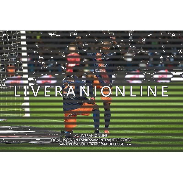 Souleymane Camara / Casimir Ninga - 12.12.2015 - Montpellier / Guingamp - 18eme journee de Ligue 1 Photo : Alexandre Dimou / Icon Sport AG ALDO LIVERANI SAS ONLY ITALY