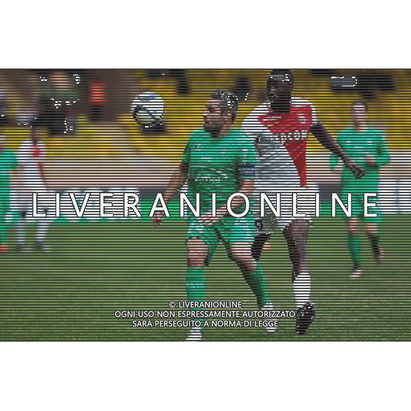 Lacina TRAORE / Loic PERRIN - 13.12.2015 - Monaco / Saint Etienne - 18eme journee de Ligue 1 Photo : Jean Christophe Magnenet / Icon Sport AG ALDO LIVERANI SAS ONLY ITALY