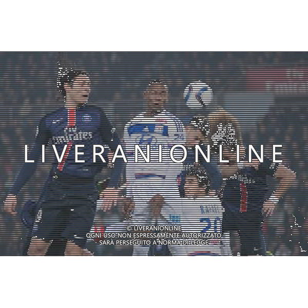 David LUIZ / Thiago SILVA / Claudio BEAUVUE / Edinson CAVANI - 13.12.2015 - PSG / Lyon - 18eme journee Ligue 1 Photo : Nolwenn Le Gouic / Icon Sport AG ALDO LIVERANI SAS ONLY ITALY