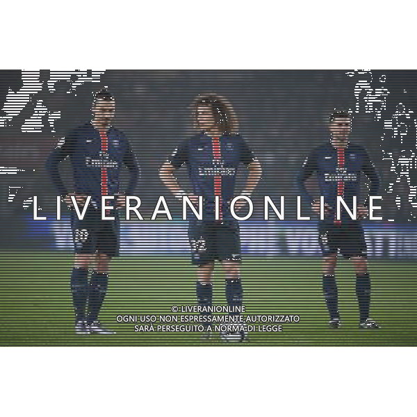 Zlatan IBRAHIMOVIC / David LUIZ / Thiago MOTTA - 13.12.2015 - PSG / Lyon - 18eme journee Ligue 1 Photo : Nolwenn Le Gouic / Icon Sport AG ALDO LIVERANI SAS ONLY ITALY