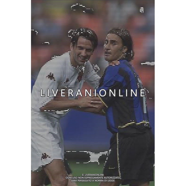 MILANO, 22-08-02 DFP/MARCO LUSSOSO INTER-ROMA (TROFEO PIRELLI) NELLA FOTO: CHRISTIAN PANUCCI E CANNAVARO FABIO AG ALDO LIVERANI SAS