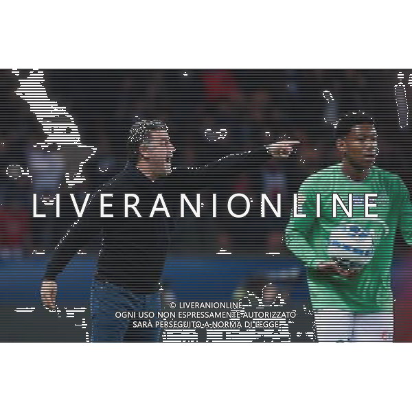 Christophe GALTIER / Ronael PIERRE GABRIEL - 16.12.2015 - PSG / Saint Etienne - Coupe de la Ligue - 1/8 de finale Photo : Nolwenn Le Gouic / Icon Sport/ AGENZIA ALDO LIVERANI SAS - ITALY ONLY EDITORIAL USE ONLY