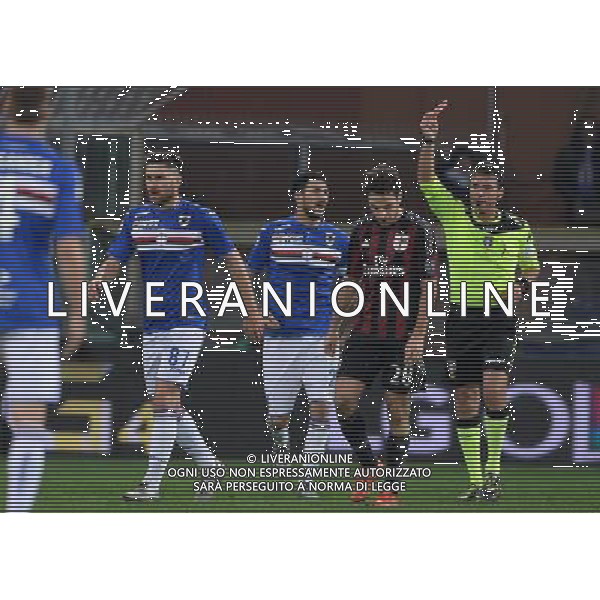 Coppa Italia TIM Cup 2015/2016 Ottavi di Finale Genova - 17.12.2015 Sampdoria-Milan Nella Foto: arbitro celi estrae il cartellino rosso per l\'espulsione di zukanovic /Ph.Vitez-Ag. Aldo Liverani
