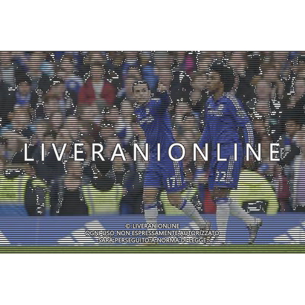 Chelsea\'s Pedro celebrates scoring his sides second goal Photographer Craig Mercer/CameraSport Football - Barclays Premiership - Chelsea v Sunderland - Saturday 19th December 2015 - Stamford Bridge - London Â© CameraSport - 43 Linden Ave. Countesthorpe. Leicester. England. LE8 5PG - Tel: +44 (0) 116 277 4147 - admin@camerasport.com - www.camerasport.com / AGENZIA ALDO LIVERANI SAS - ITALY ONLY EDITORIAL USE ONLY