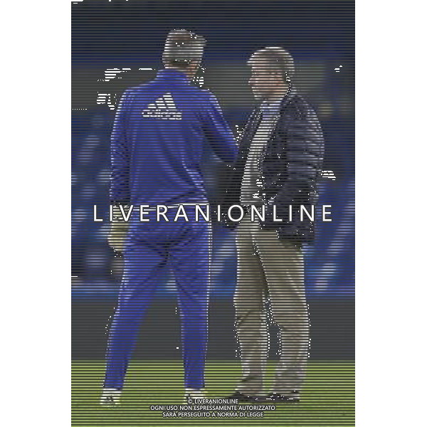 Chelsea owner Roman Abramovich speaks to goalkeeping coach Christophe Lollichon on the pitch after the match Photographer Craig Mercer/CameraSport Football - Barclays Premiership - Chelsea v Sunderland - Saturday 19th December 2015 - Stamford Bridge - London Â© CameraSport - 43 Linden Ave. Countesthorpe. Leicester. England. LE8 5PG - Tel: +44 (0) 116 277 4147 - admin@camerasport.com - www.camerasport.com / AGENZIA ALDO LIVERANI SAS - ITALY ONLY EDITORIAL USE ONLY