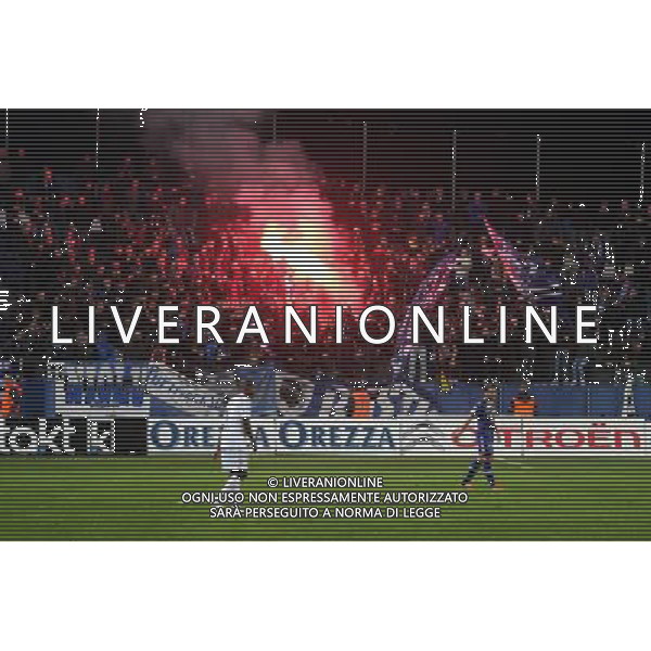 Joie supporters de Bastia / Fumigene - 19.12.2015 - Bastia / Reims - 19eme journee de Ligue 1 Photo : Michel Maestracci / Icon Sport / AGENZIA ALDO LIVERANI SAS - ITALY ONLY EDITORIAL USE ONLY