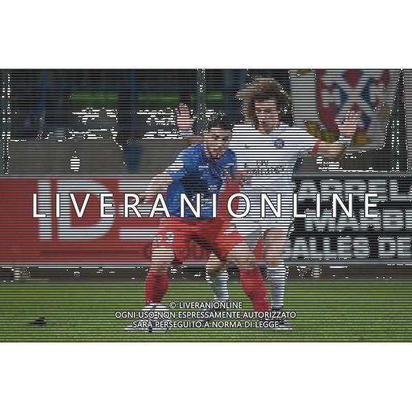 Andy DELORT / david LUIZ - 19.12.2015 - Caen / PSG - 19eme journee Ligue 1 Photo : Nolwenn Le Gouic / Icon Sport / AGENZIA ALDO LIVERANI SAS - ITALY ONLY EDITORIAL USE ONLY
