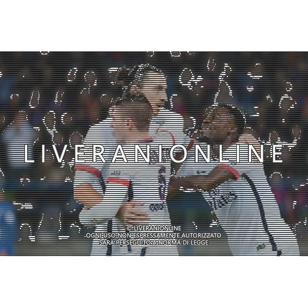 Zlatan IBRAHIMOVIC / Marco VERRATTI / Serge AURIER - 19.12.2015 - Caen / PSG - 19eme journee Ligue 1 Photo : Nolwenn Le Gouic / Icon Sport / AGENZIA ALDO LIVERANI SAS - ITALY ONLY EDITORIAL USE ONLY
