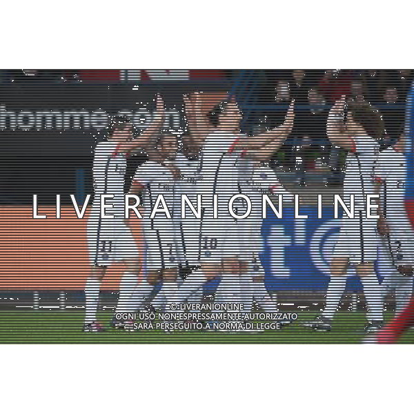 joie Angel DI MARIA / serge AURIER / Lucas MOURA / Zlatan IBRAHIMOVIC - 19.12.2015 - Caen / PSG - 19eme journee Ligue 1 Photo : Nolwenn Le Gouic / Icon Sport / AGENZIA ALDO LIVERANI SAS - ITALY ONLY EDITORIAL USE ONLY