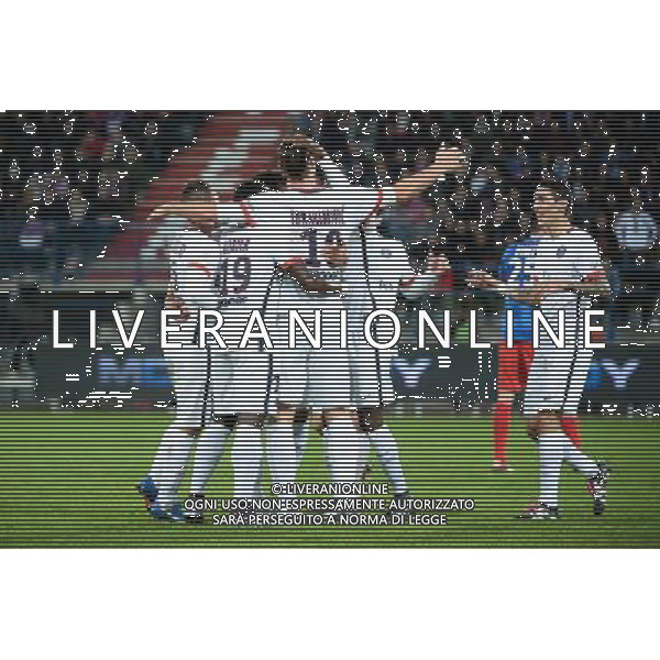 Zlatan IBRAHIMOVIC / Angel DI MARIA - 19.12.2015 - Caen / PSG - 19eme journee Ligue 1 Photo : Nolwenn Le Gouic / Icon Sport / AGENZIA ALDO LIVERANI SAS - ITALY ONLY EDITORIAL USE ONLY