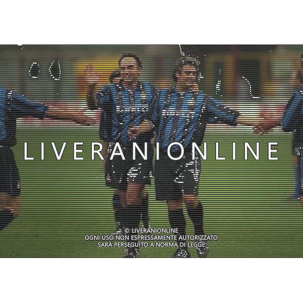 12-10-1999 STADIA MEAZZA ADDIO AL CALCIO DI GIUSEPPE BERGOMI NELLA FOTO HANSI MULLER CON EVARISTO BECCALOSSI AG ALDO LIVERANI SAS