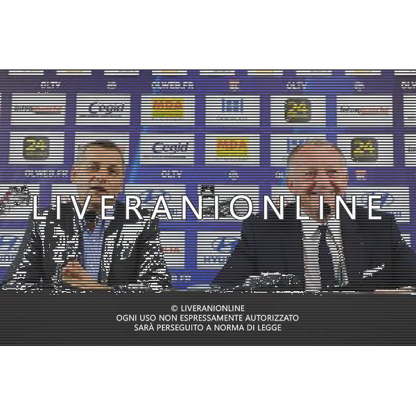 Bruno GENESIO / Jean Michel AULAS - 28.12.2015 - Conference de presse de Lyon - Nouvel entraineur Photo : Jean Paul Thomas / Icon Sport AG ALDO LIVERANI SAS