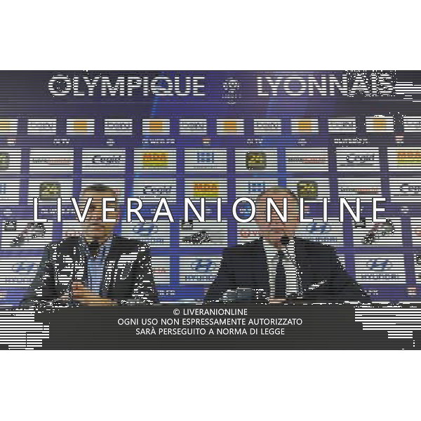 Bruno GENESIO / Jean Michel AULAS - 28.12.2015 - Conference de presse de Lyon - Nouvel entraineur Photo : Jean Paul Thomas / Icon Sport AG ALDO LIVERANI SAS