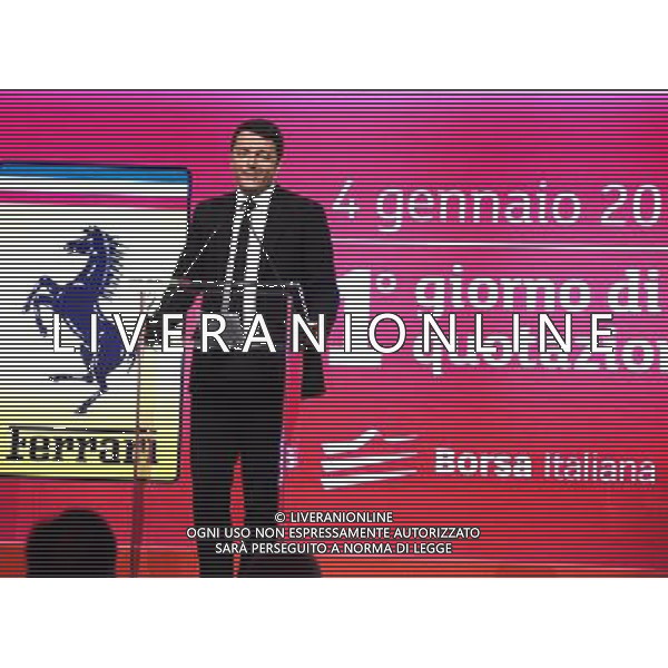 MILANO 04/01/2016 BORSA DI MILANO PRIMO GIORNO DI QUOTAZIONE AZIONI DELLA FERRARI NELLA FOTO Matteo Renzi FOTO ALDO GAZZANIGA-AG ALDO LIVERANI SAS
