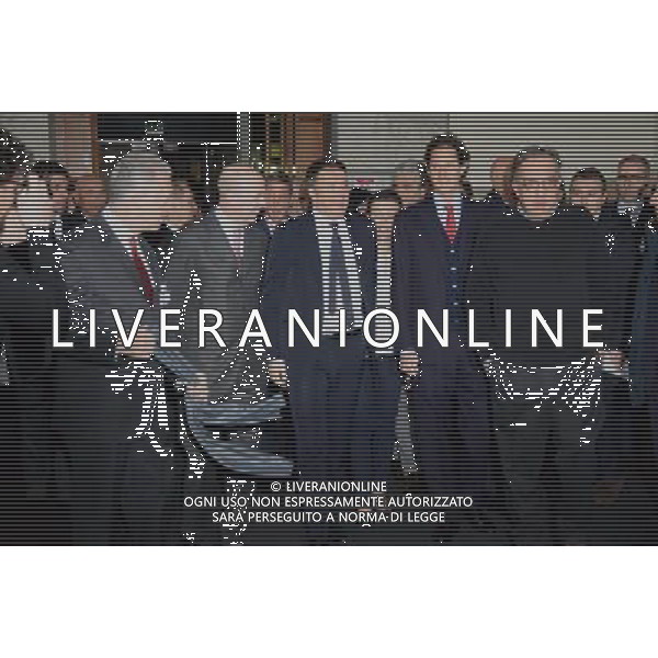 MILANO 04/01/2016 BORSA DI MILANO PRIMO GIORNO DI QUOTAZIONE AZIONI DELLA FERRARI NELLA FOTO matteo renzi sergio marchionne e john elkann e piero ferrari FOTO ALDO GAZZANIGA-AG ALDO LIVERANI SAS