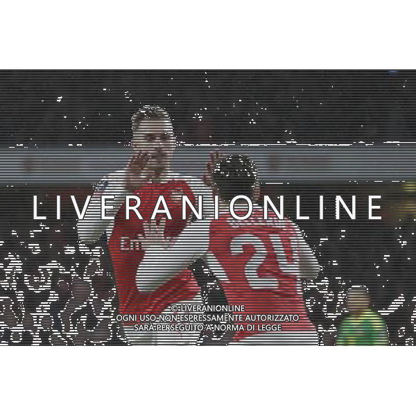 GOAL CELEBRATION - Arsenal\'s Aaron Ramsey celebrates scoring his sides second goal Photographer Craig Mercer/CameraSport Football - The FA Cup Third Round - Arsenal v Sunderland - Saturday 9th January 2016 - Emirates Stadium - London © CameraSport - 43 Linden Ave. Countesthorpe. Leicester. England. LE8 5PG - Tel: +44 (0) 116 277 4147 - admin@camerasport.com - www.camerasport.com AG ALDO LIVERANI SAS