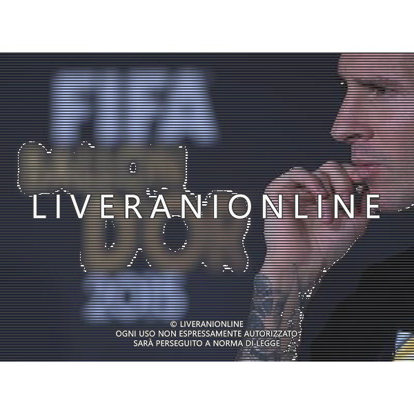 FIFA Ballon d\'Or 2015 Zurigo - 11.01.2016 Nella Foto:Conferenza Stampa per i tre nominati come migliori giocatori Lionel Messi (Argentina) - tatuaggio /Ph.Vitez-Ag. Aldo Liverani