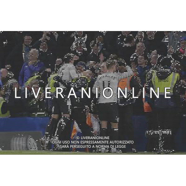 GOAL CELEBRATION - Everton\'s Ramiro Funes Mori has to be carried away by a steward after celebrating wildly with fans after scoring his side\'s third goal to make the score 2-3 Photographer Craig Mercer/CameraSport Football - Barclays Premiership - Chelsea v Everton - Saturday 16th January 2016 - Stamford Bridge - London © CameraSport - 43 Linden Ave. Countesthorpe. Leicester. England. LE8 5PG - Tel: +44 (0) 116 277 4147 - admin@camerasport.com - www.camerasport.com AG ALDO LIVERANI SAS