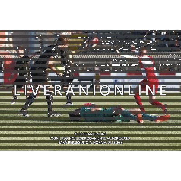 Campionato Lega Pro, Girone B, 18Âª giornata, RIMINI vs TUTTOCUOIO del 17/01/2016, nella foto: ESPOSITO RIMANE A TERRA, INFORTUNATO, Â©CLAUDIO ZAMAGNI/AGENZIA ALDO LIVERANI S.A.S.