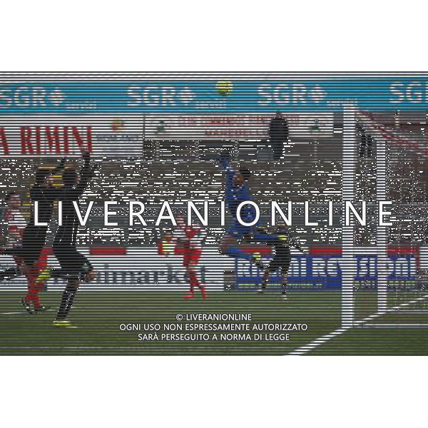 Campionato Lega Pro, Girone B, 18Âª giornata, RIMINI vs TUTTOCUOIO del 17/01/2016, nella foto: ANACORA, INTERCETTA IL TIRO DEL TUTTOCUOIO, Â©CLAUDIO ZAMAGNI/AGENZIA ALDO LIVERANI S.A.S.