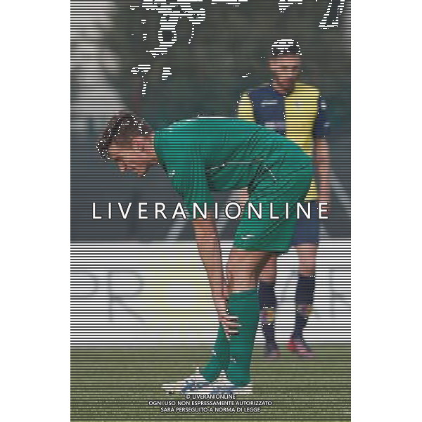 Campionato Lega Pro, Girone B, 19» giornata, SANTARCANGELO vs CARRARESE del 23/01/2016, nella foto: LEONARDO MASSONE, CARRARESE, SI TOCCA LA CAVIGLIA, ©CLAUDIO ZAMAGNI/AGENZIA ALDO LIVERANI S.A.S.