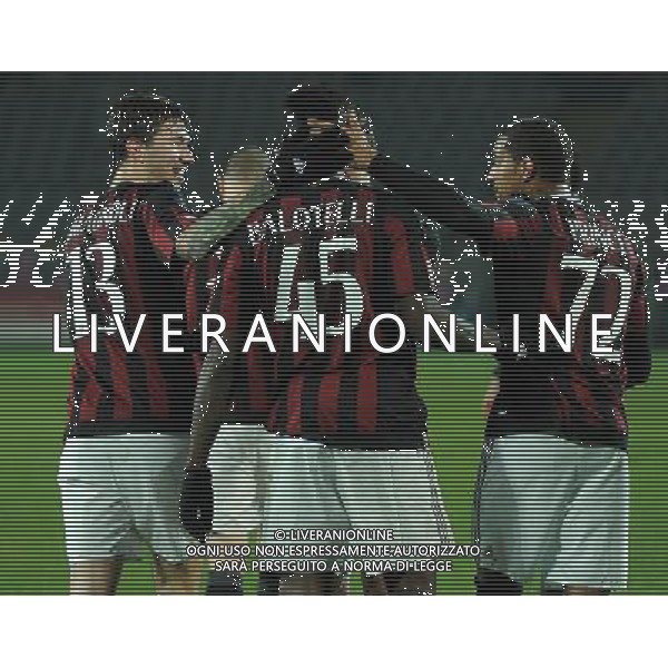 Coppa Italia TIM Cup 2015/2016 Semifinale Andata Torino - 26.01.2016 Alessandria-Milan Nella Foto: abbracci esultanza dopo il gol su rigore di mario balotelli del 0-1 /Ph.Vitez-Ag. Aldo Liverani