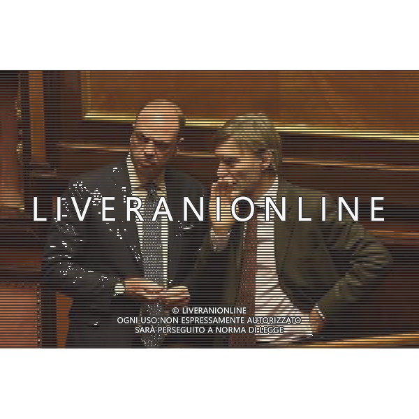 Discussione della mozione di sfiducia al Governo Renzi - Palazzo Madama - Roma - 27.01.2016 nella foto: Angelino Alfano con Graziano DelRio / Ph.Corradetti - Ag. Aldo Liverani Sas 