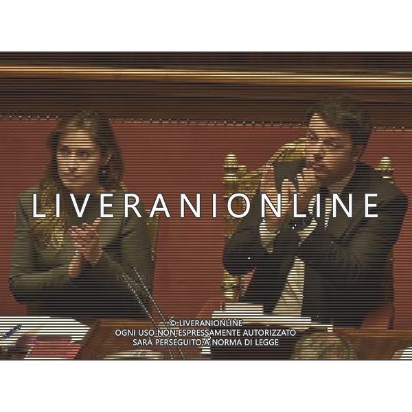 Discussione della mozione di sfiducia al Governo Renzi - Palazzo Madama - Roma - 27.01.2016 nella foto: Maria Elena Boschi con Matteo Renzi / Ph.Corradetti - Ag. Aldo Liverani Sas 