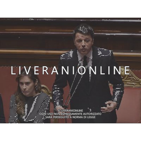 Discussione della mozione di sfiducia al Governo Renzi - Palazzo Madama - Roma - 27.01.2016 nella foto: Maria Elena Boschi con Matteo Renzi / Ph.Corradetti - Ag. Aldo Liverani Sas 