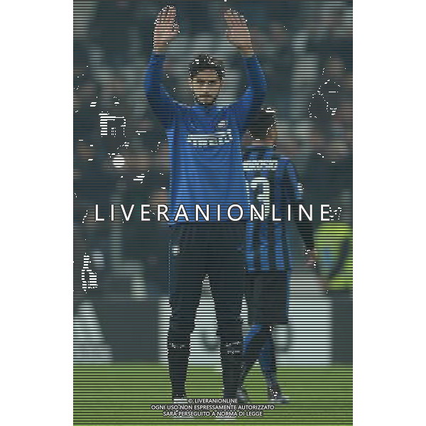 Coppa Italia TIM Cup 2015/2016 Semifinale Andata Torino - 27.01.2016 Juventus-Inter Nella Foto: andrea ranocchia saluta i tifosi dell\'inter a fine gara /Ph.Vitez-Ag. Aldo Liverani