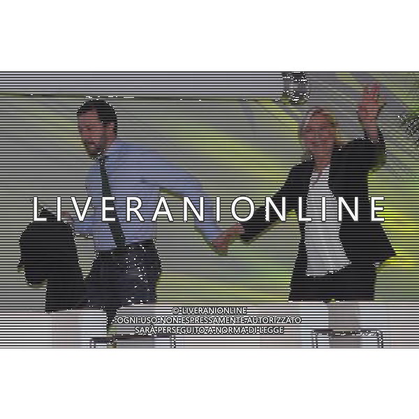 Covegno Enf Europe of Nations and Freedom - Piu\' liberi piu\' forti. Un\'altra Europa e\' possibile Milano - 28.01.2016 Nella Foto:Matteo Salvini e Marie Le Pen /Ph.Vitez-Ag. Aldo Liverani