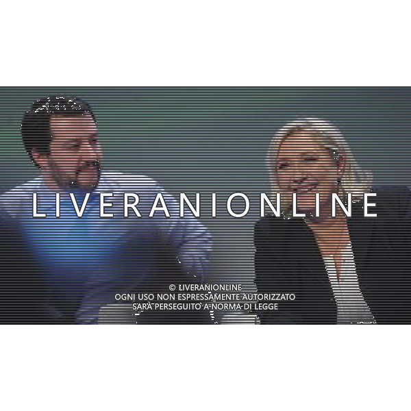 Covegno Enf Europe of Nations and Freedom - Piu\' liberi piu\' forti. Un\'altra Europa e\' possibile Milano - 28.01.2016 Nella Foto:Marine Le Pen Francia e Matteo Salvini /Ph.Vitez-Ag. Aldo Liverani