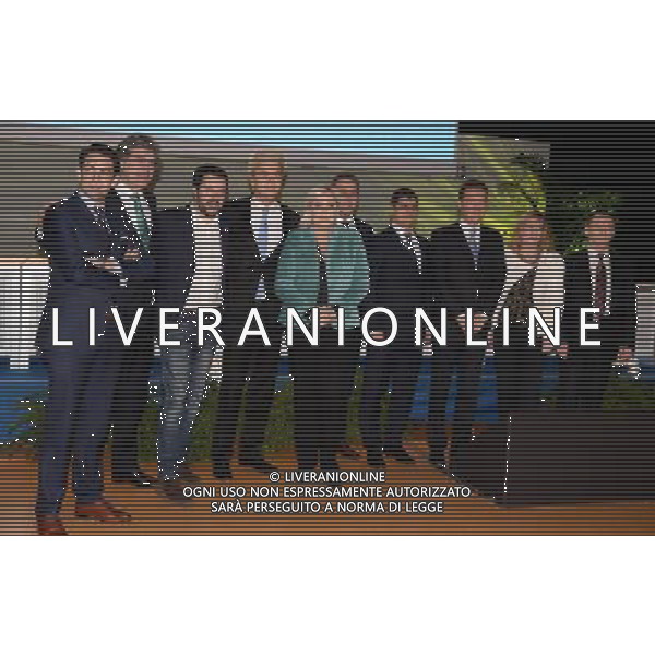 Covegno Enf Europe of Nations and Freedom - Piu\' liberi piu\' forti. Un\'altra Europa e\' possibile Conferenza Stampa Milano - 29.01.2016 Nella Foto:Rebega,Tomio Akamura,Atkinson Janice,Michael Marusik,Tim Van Grieken,De Graff Marcel,Heinz-Christian Stranche,Marine Le Pen,Matteo Salvini,Geert Wlders /Ph.Vitez-Ag. Aldo Liverani