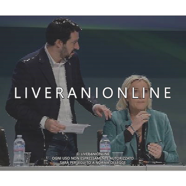 Covegno Enf Europe of Nations and Freedom - Piu\' liberi piu\' forti. Un\'altra Europa e\' possibile Conferenza Stampa Milano - 29.01.2016 Nella Foto:Marine Le Pen,Matteo Salvini /Ph.Vitez-Ag. Aldo Liverani