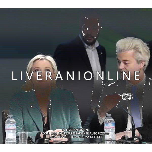 Covegno Enf Europe of Nations and Freedom - Piu\' liberi piu\' forti. Un\'altra Europa e\' possibile Conferenza Stampa Milano - 29.01.2016 Nella Foto:Marine Le Pen,Matteo Salvini,Geert Wlders /Ph.Vitez-Ag. Aldo Liverani