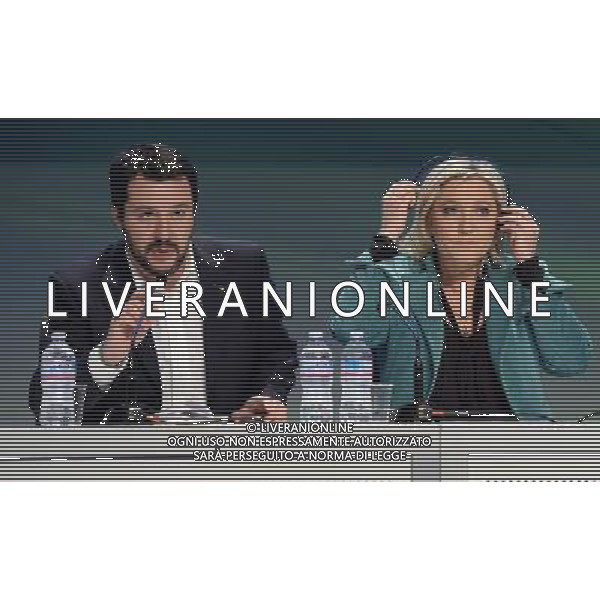 Covegno Enf Europe of Nations and Freedom - Piu\' liberi piu\' forti. Un\'altra Europa e\' possibile Conferenza Stampa Milano - 29.01.2016 Nella Foto:Marine Le Pen,Matteo Salvini /Ph.Vitez-Ag. Aldo Liverani
